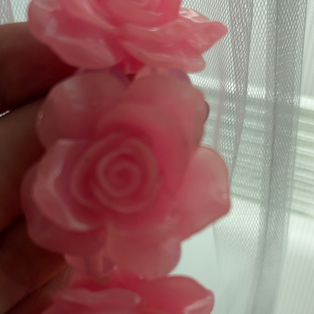 Pink Rose Acrylic Stretch Bracelet - Women Jewelry - Picture 5 of 6